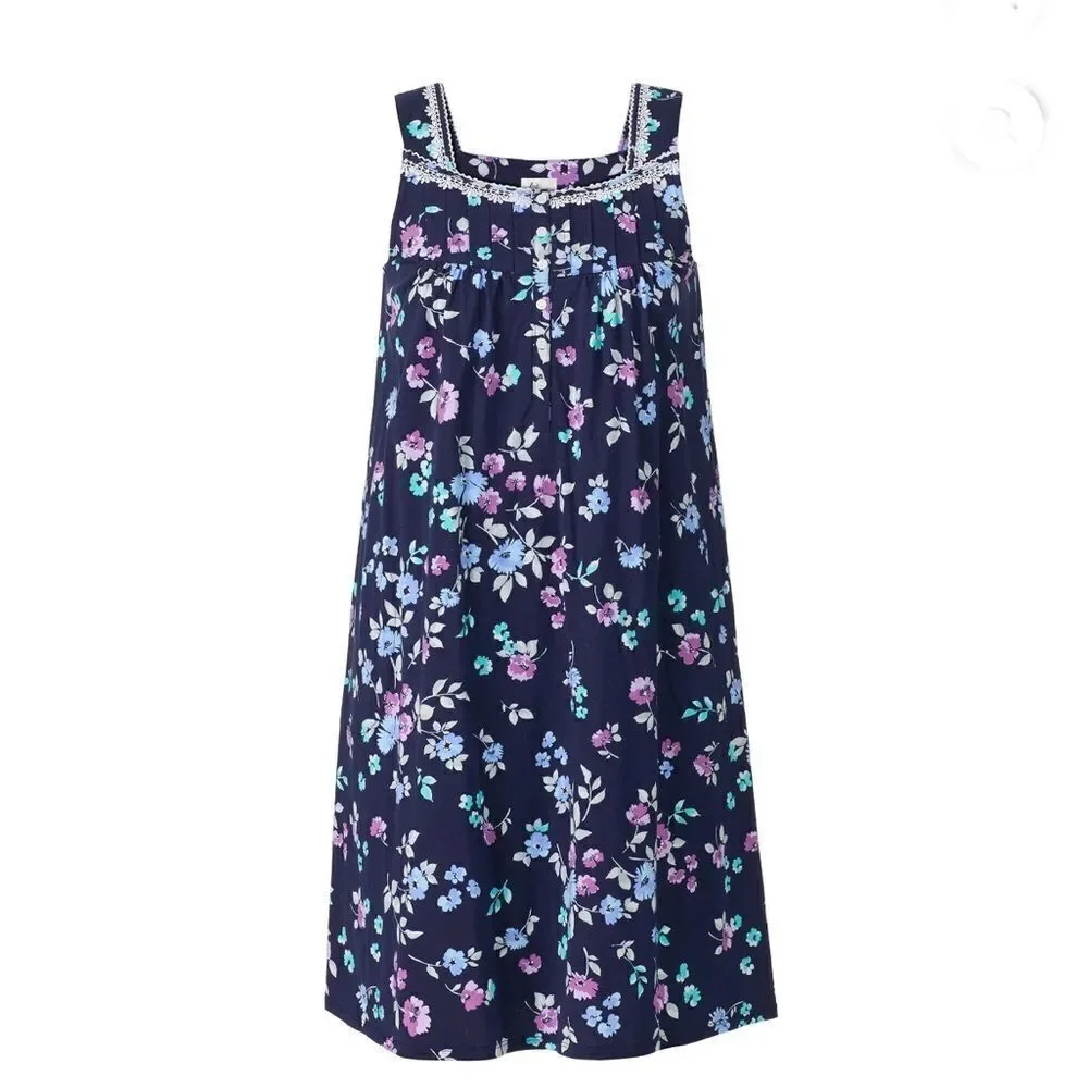 Women's Sleeveless Cotton Nightgown Lounge Pajama Size S
